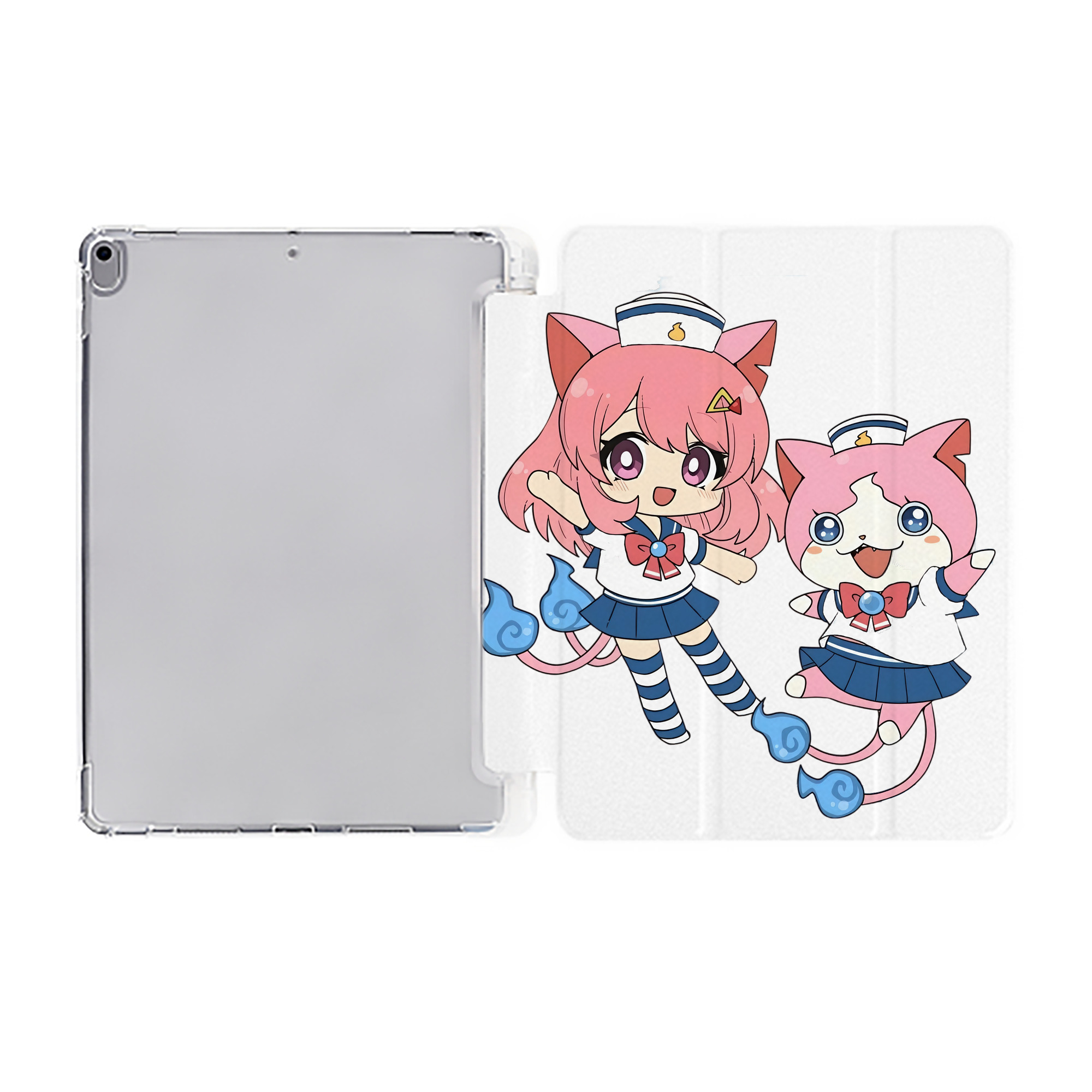 （画像用） 妖怪ウォッチ Yo-kai Watch IPad ケース ペン収納付き 三つ折りスタンド PUレザー×シリコン 対応機種9.5/10.5/10.9インチ